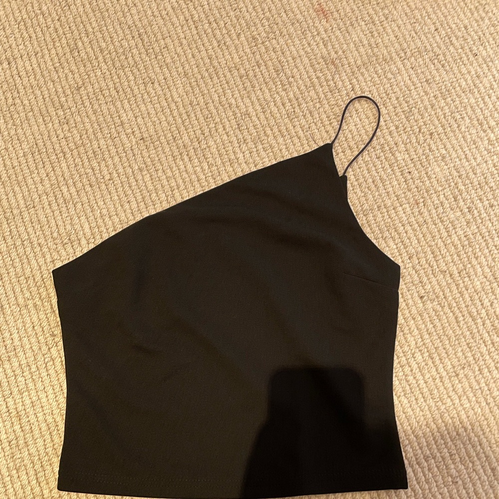 black one shoulder tank top